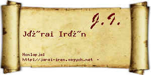 Járai Irén névjegykártya